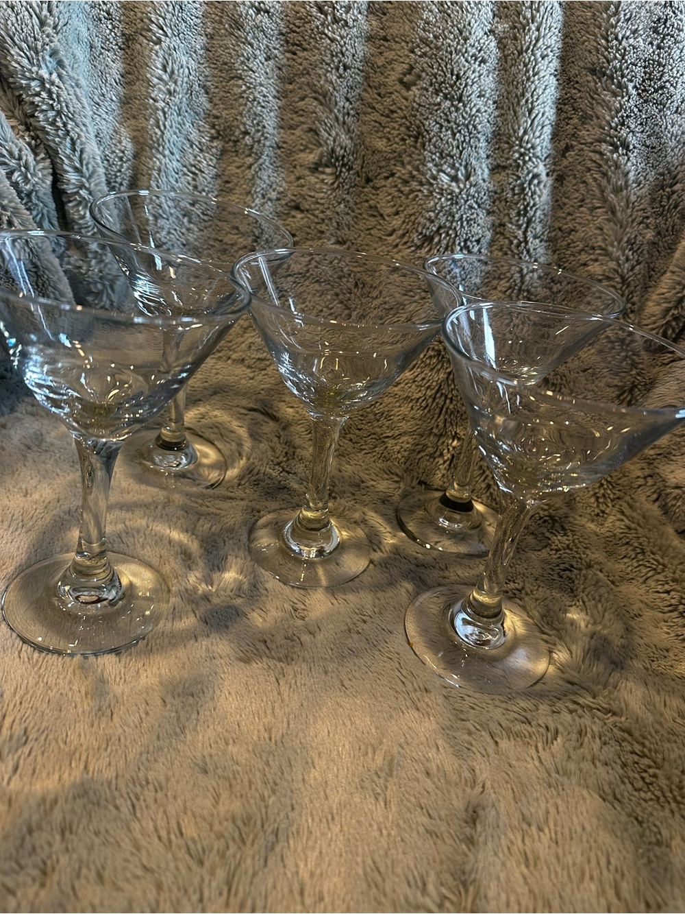 Set Of 5 Libbey?? Art Deco Martini Cocktail Glasses Barware Party Dinner